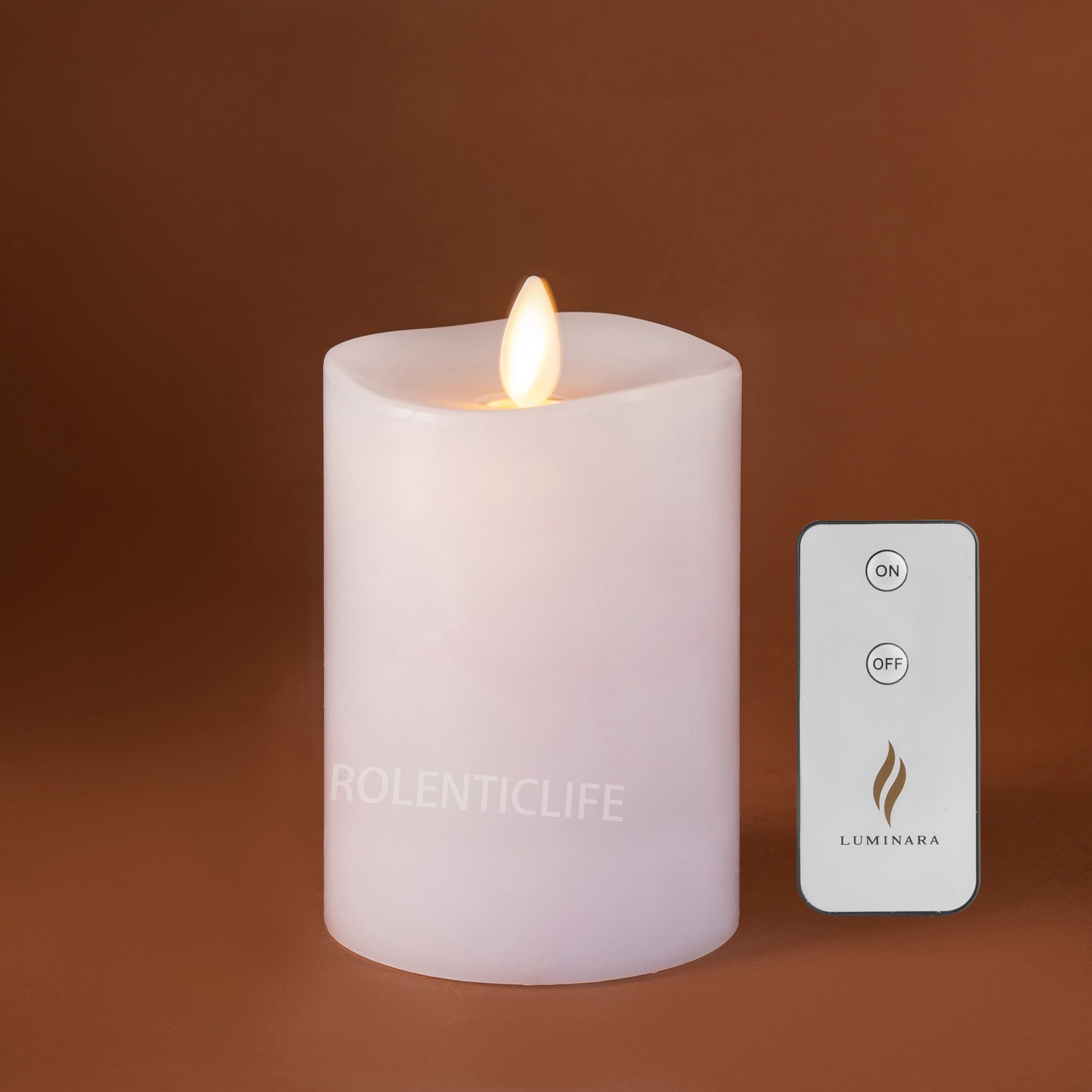 Luminara Flameless Pillar Wax Candles w/Moving Wick Remote Timer 3″Dx4.5″H White