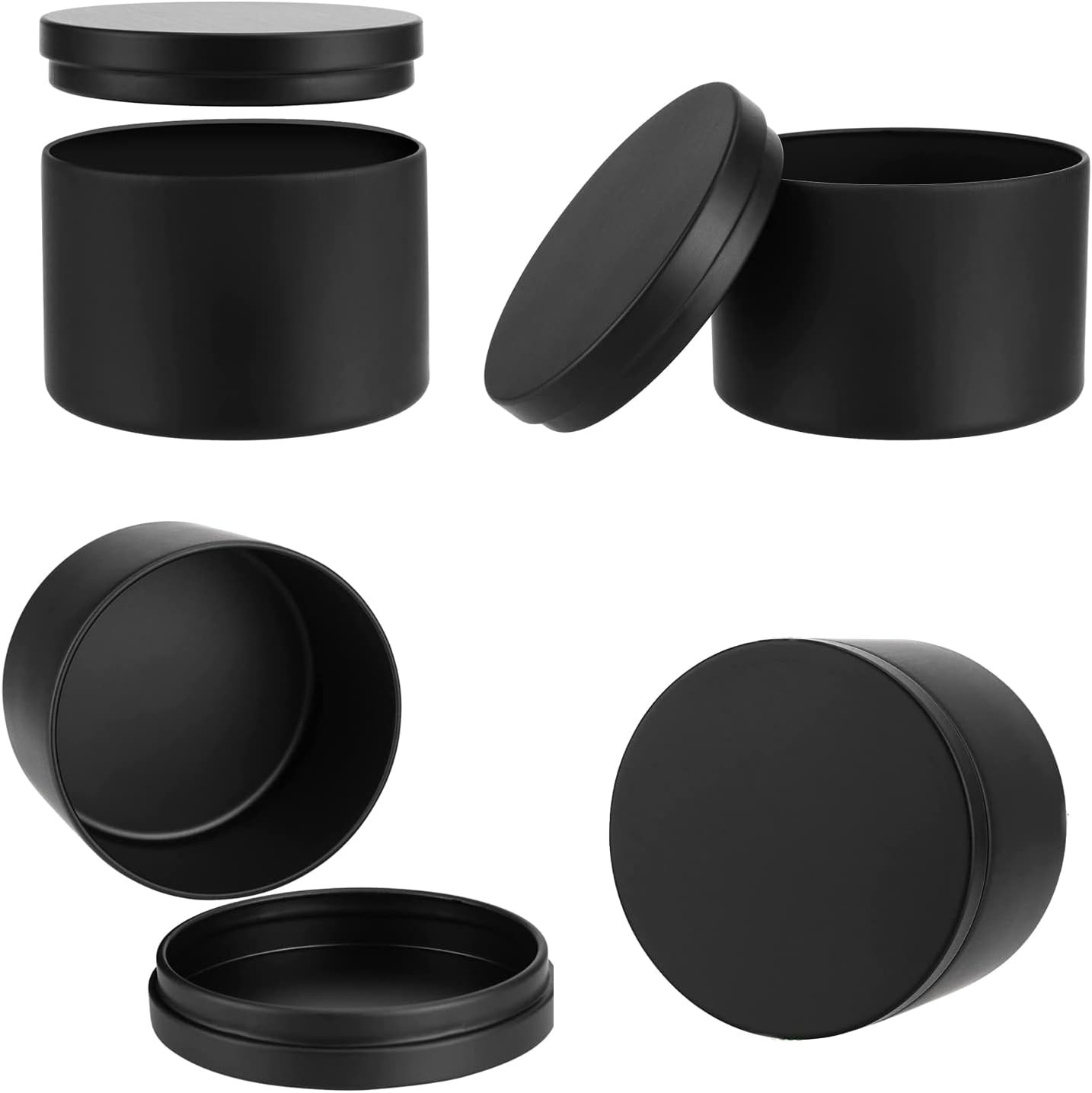 24 Pack 8 oz Candle Tins,All Black Candle tins for Making Candles Bulk,8oz Candl