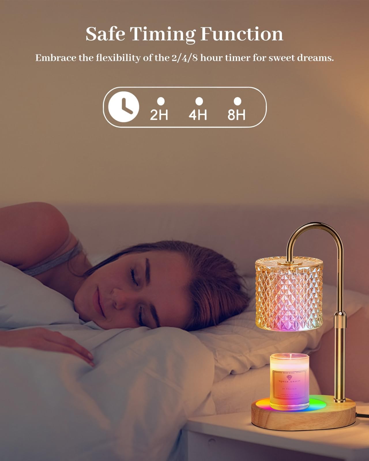 Candle Warmer Lamp with 7 LED Color Changing, Timer Dimmer Height Adjustable,…