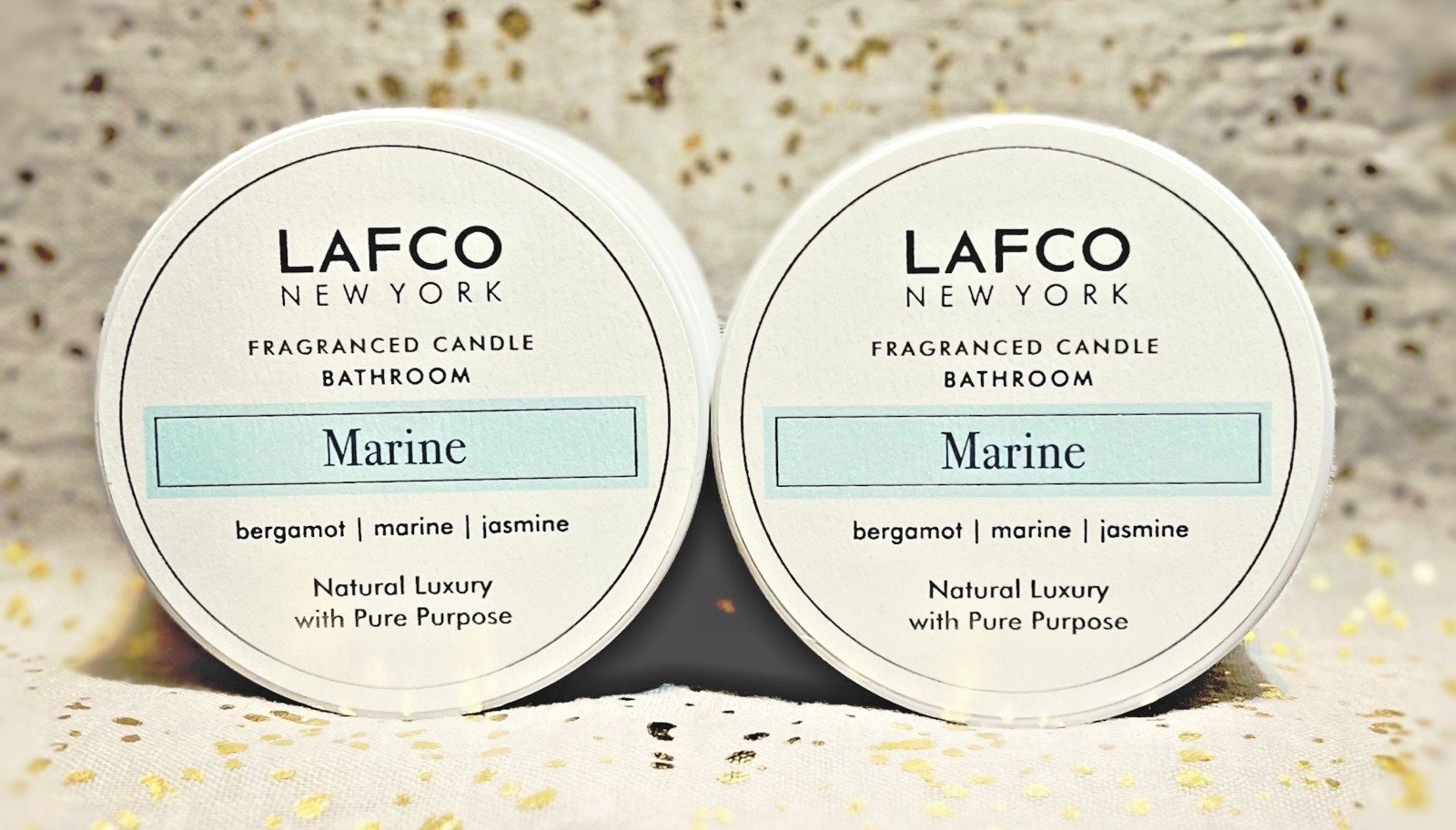 2x~LAFCO New York~Marine Bathroom Fragranced Candle~4oz / 112g~Travel Size~NWOB~