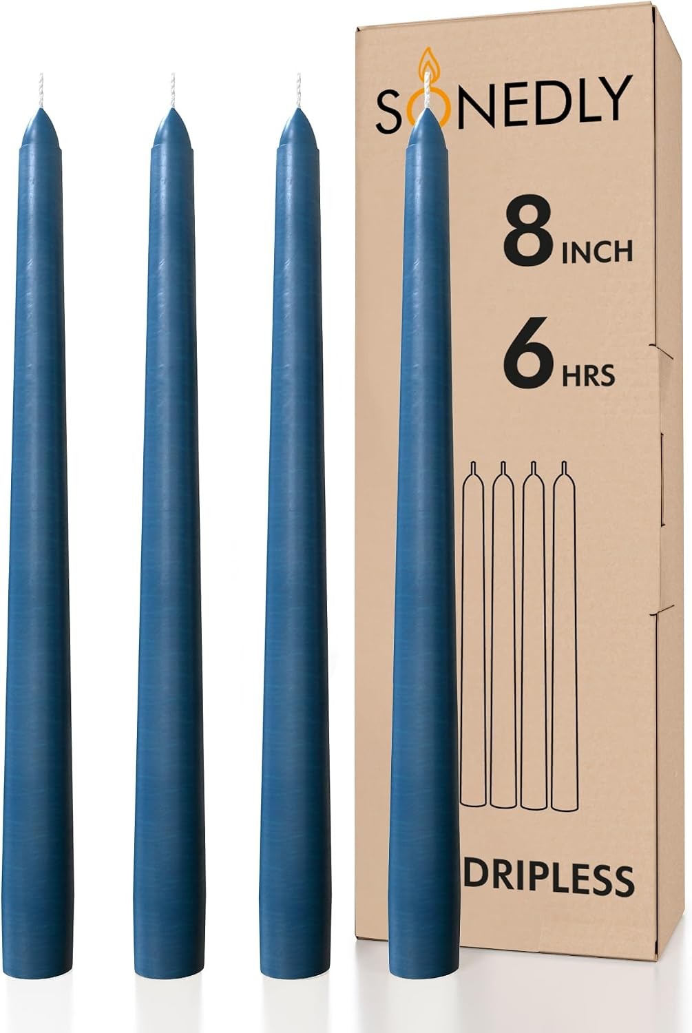 8 inch Taper Candle 4 Pack – Home Decor Dripless Candles Long Burning