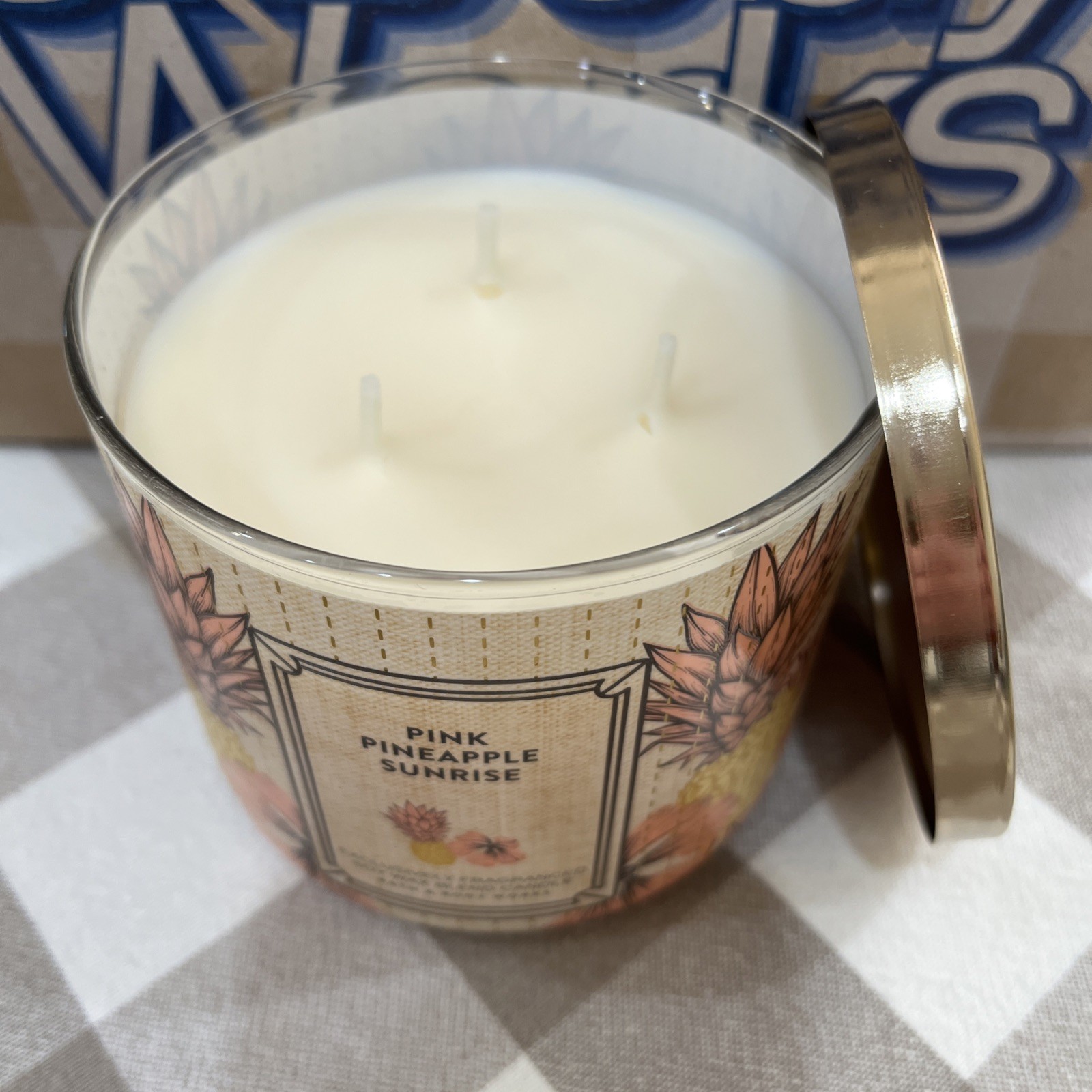 Bath & Body Works PINK PINEAPPLE SUNRISE 🍍3 Wick SCENTED Candle BURNS 25-45 HRS