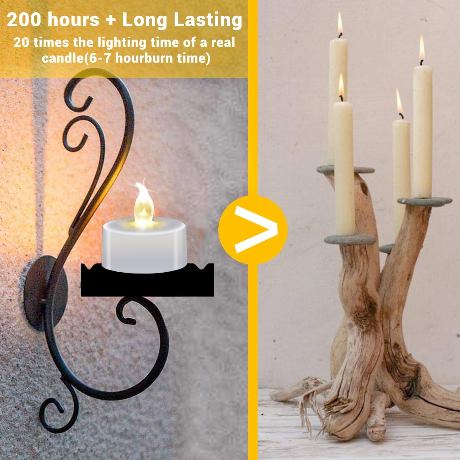 LED Tea Lights with Batteries (24 Pack), 200+ Hours Long Lasting Flameless Ca…