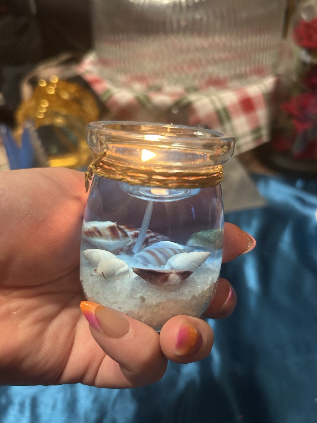 Handmade Ocean Florida Gel Candle Soy Wax Real Seashells, Sea Salt & Starfish