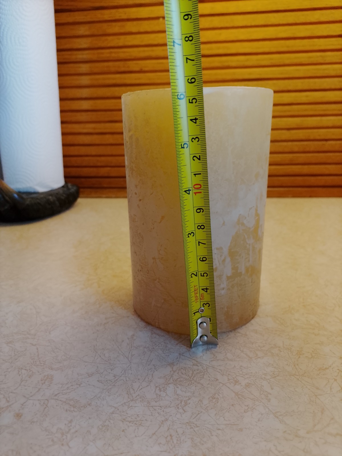 Pier 1 Imports Rustic Amber Yellow Pillar Candle (4×6 in) – Unused, Made in USA