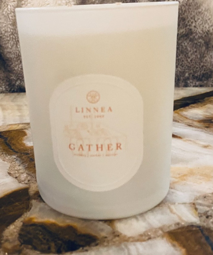 LINNEA-Gather~Two Wick Clean Burn Candle •60 Hour Burn Time~ New- No Box