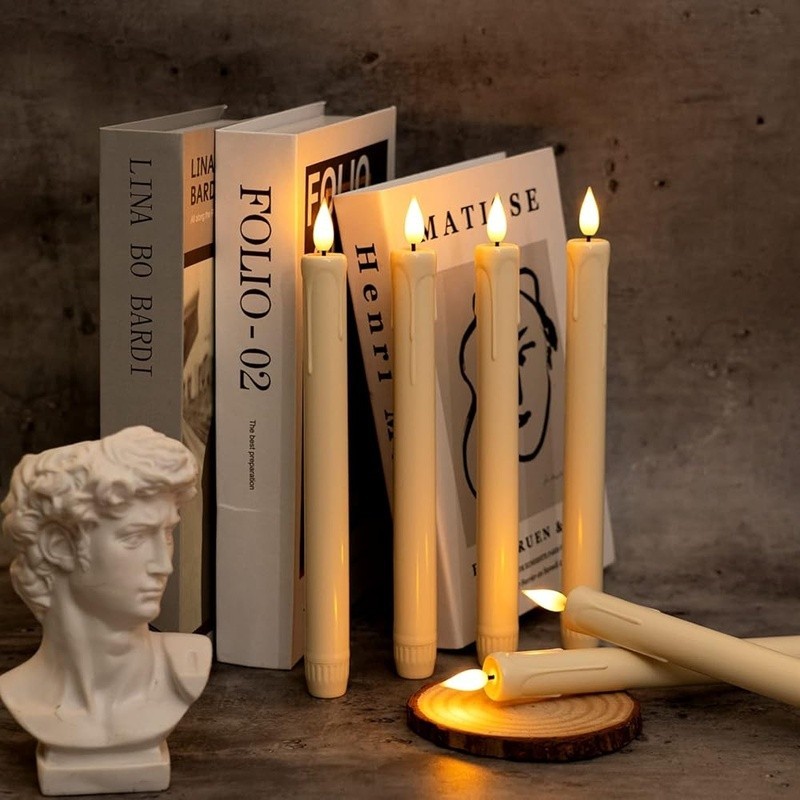 Realistic Flameless Taper Candles Remote Timer Dimmer 3D LED Flame Decor New