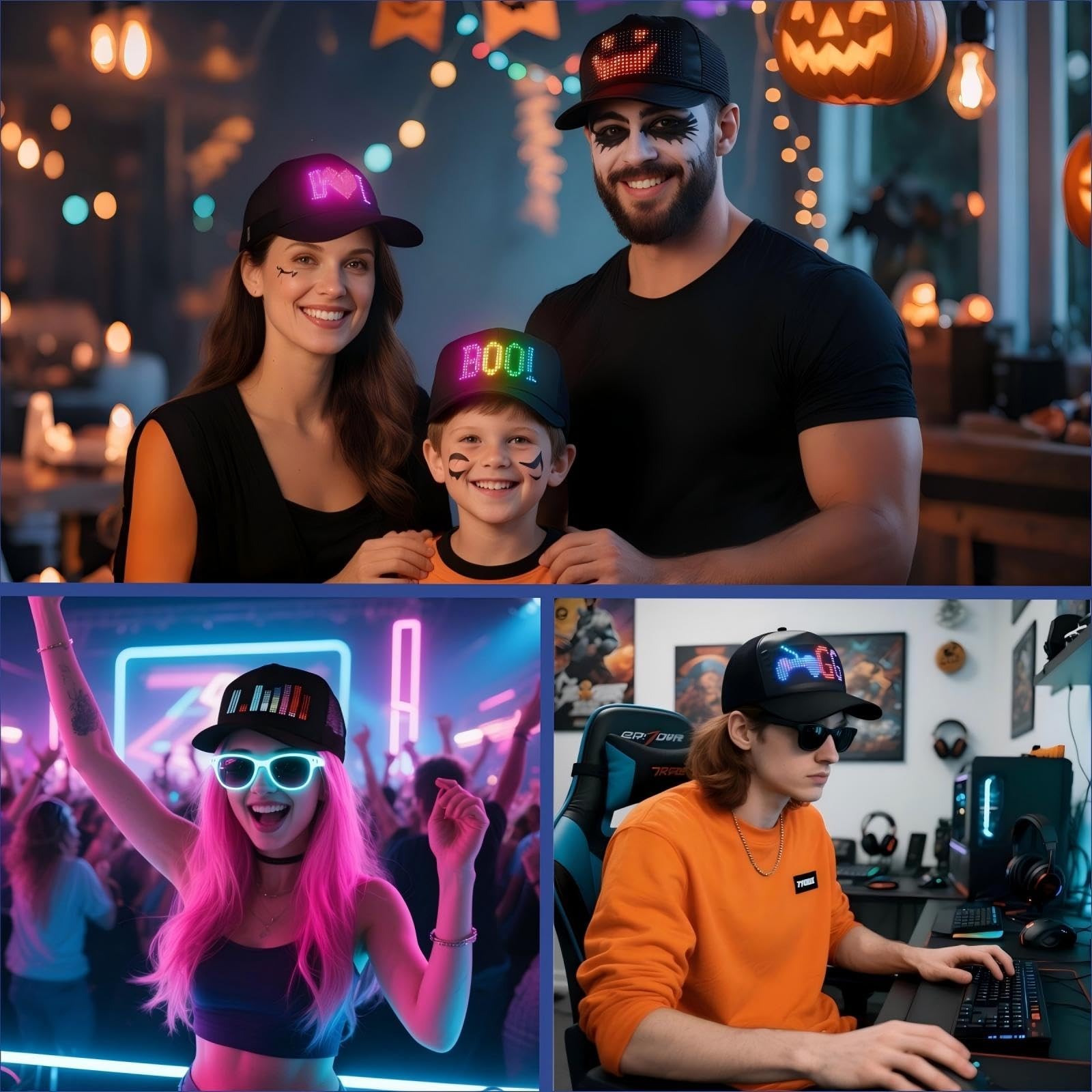 LED Hats, LED Display Screen Baseball Caps with Programmable Scrolling Messag…