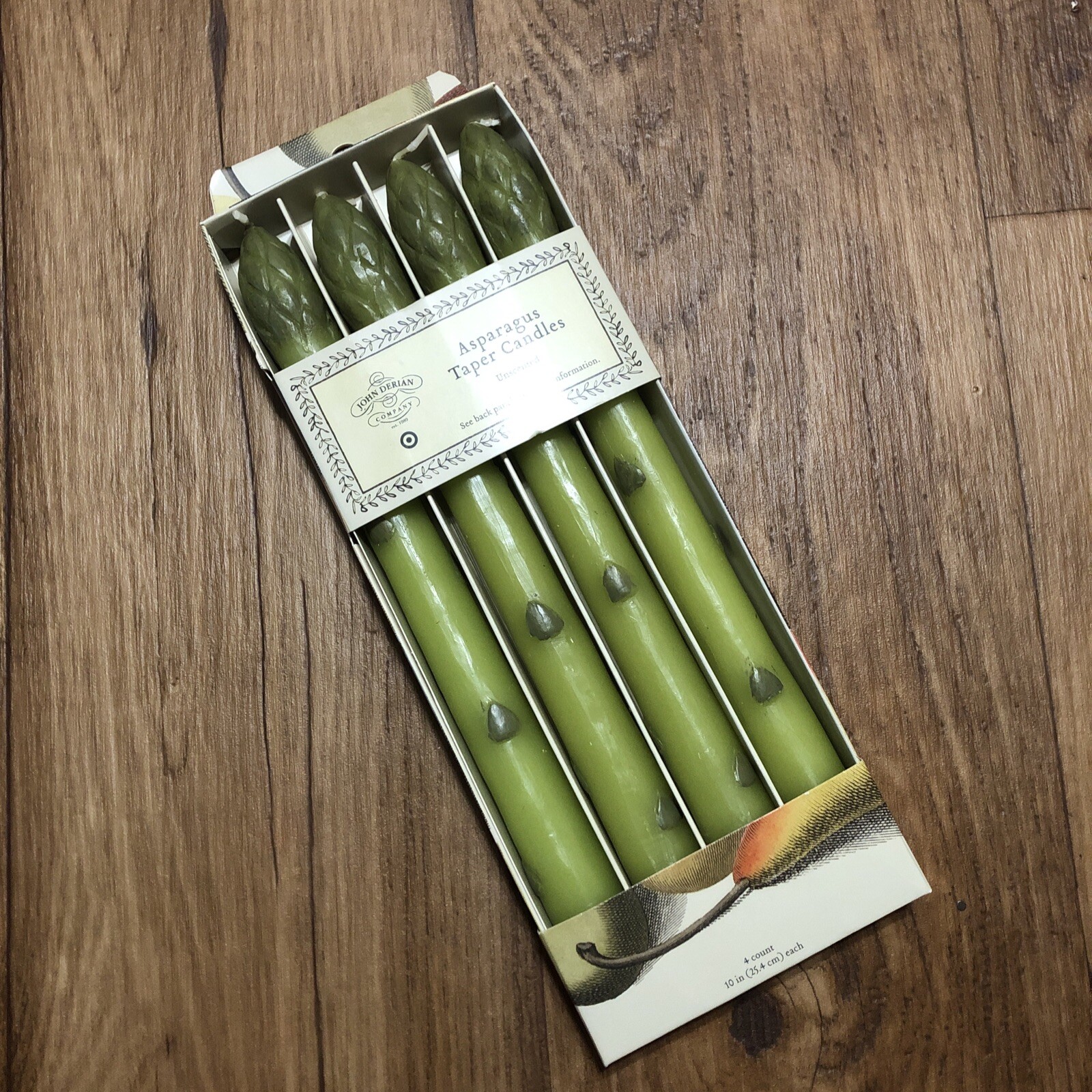 4pk Unscented Asparagus Green Taper Candles John Derian for Target New in Box