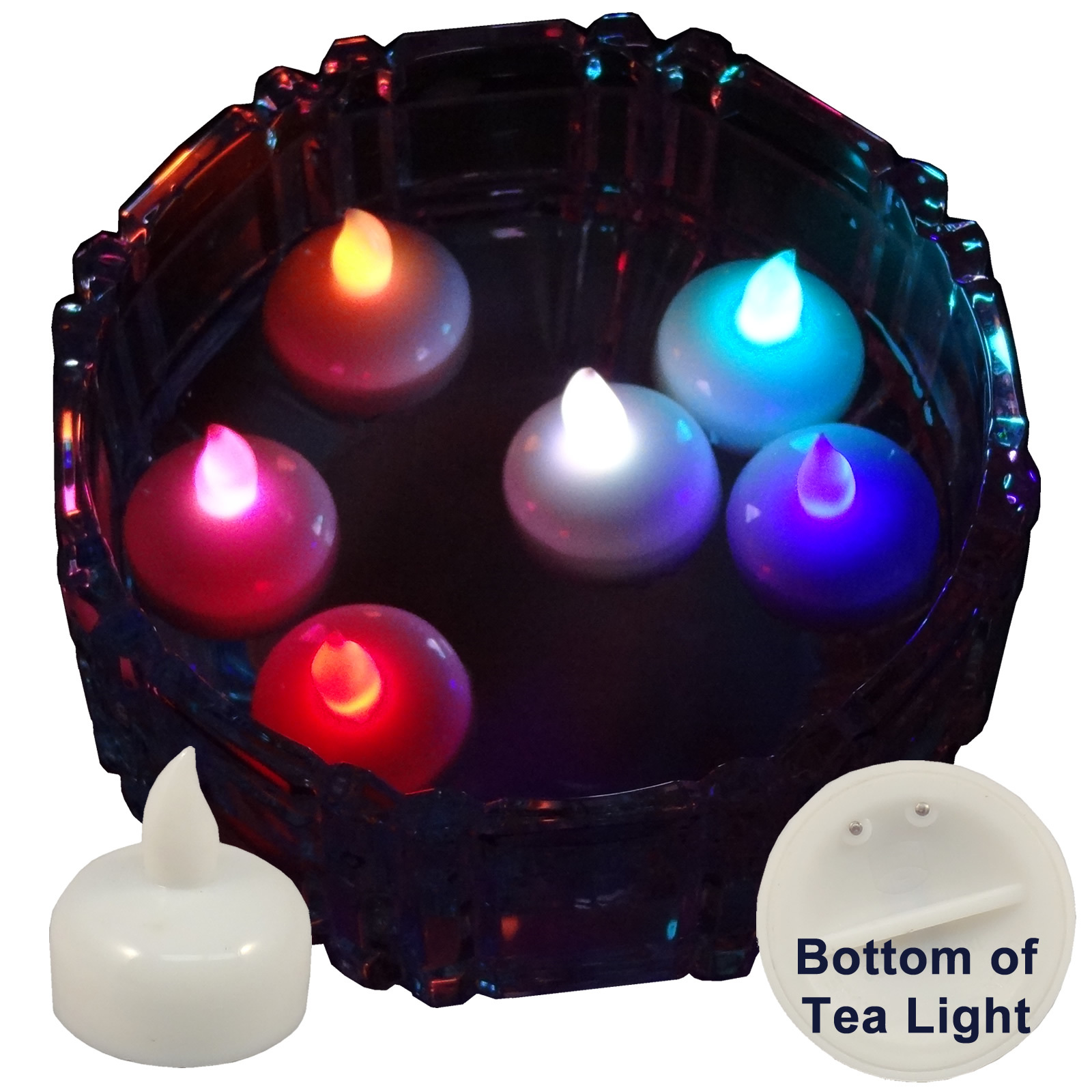 6 Multi-color Led Floating Floral Tea Light Candle for Wedding Centerpiece Decor