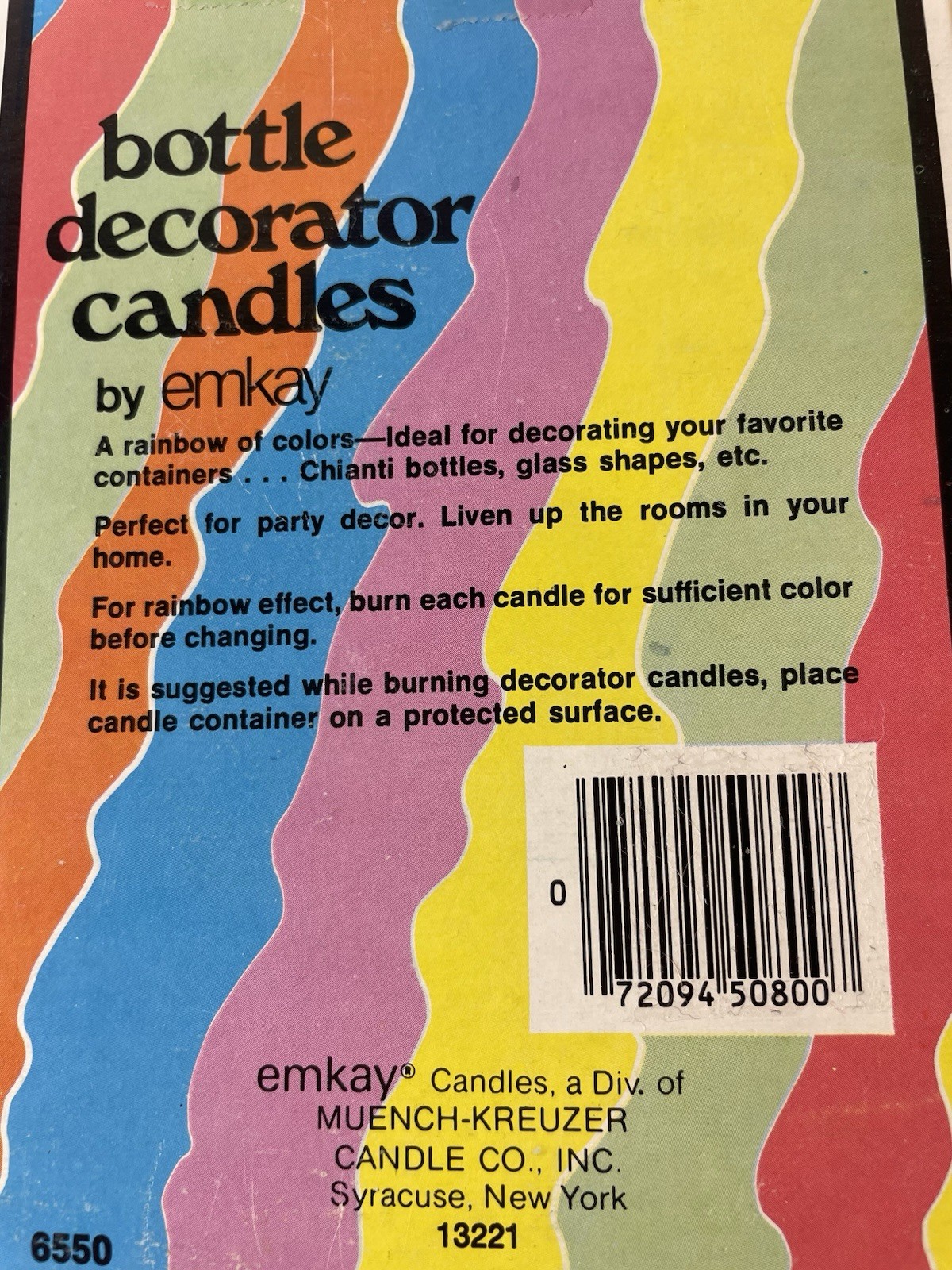 VTG Emkay Bottle Decorating Candles Set Of 4 Assorted Colors Drip Candle