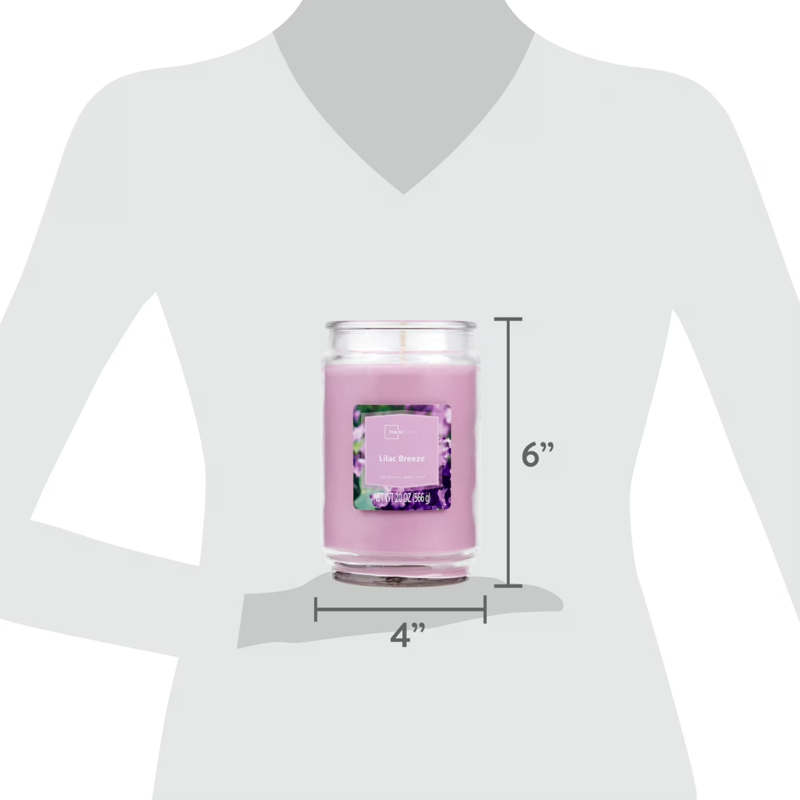 Mainstays Lilac Breeze scented single-Wick Large Glass Jar Candle 20 oz…