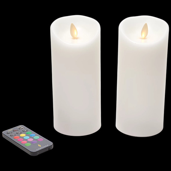2-Pack: Luminara Flameless 4″ Color Changing Wax Pillars Set