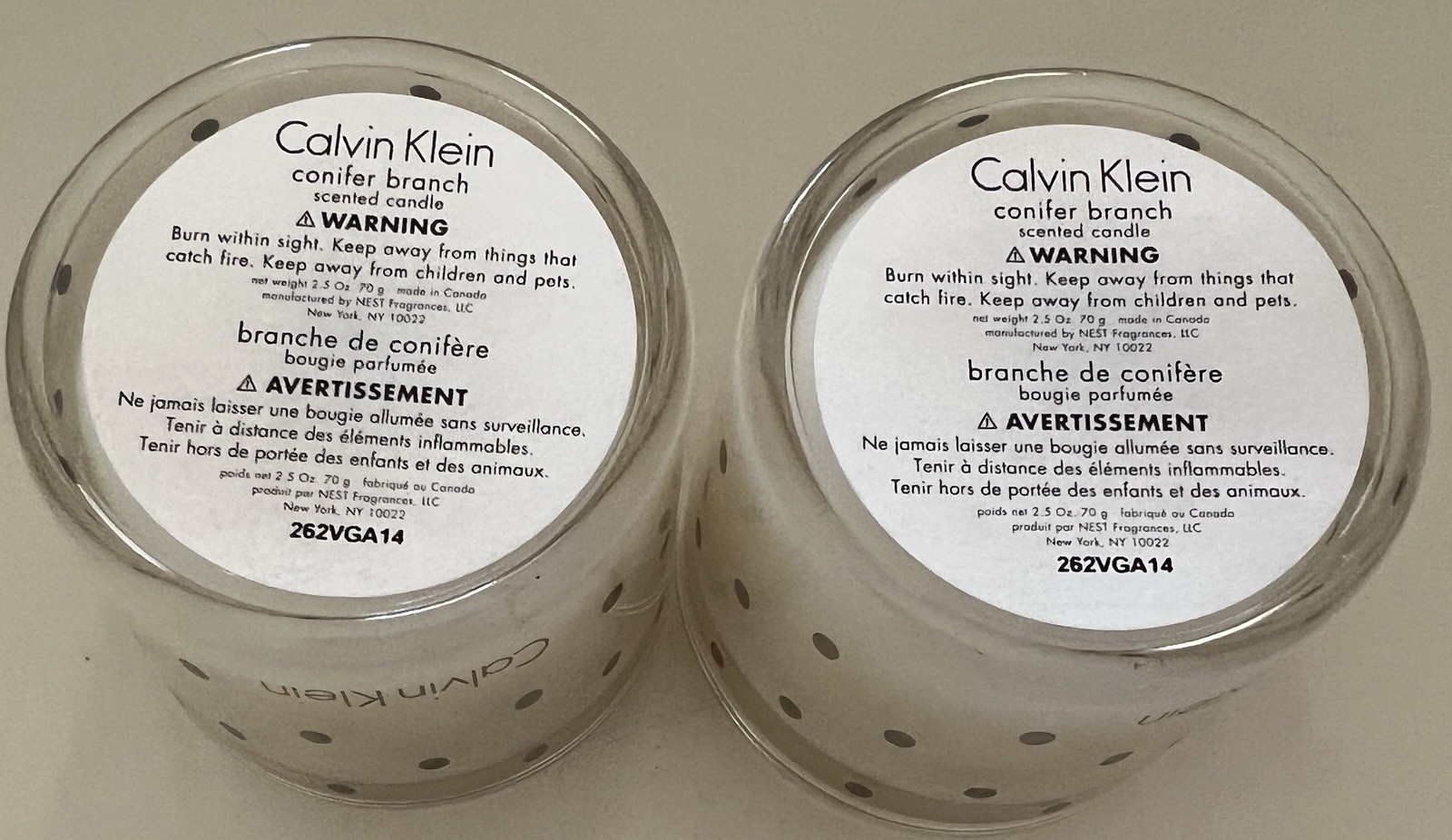CALVIN KLEIN CONIFER BRANCH SCENTED CANDLE SET NEW FREE SHIPPING