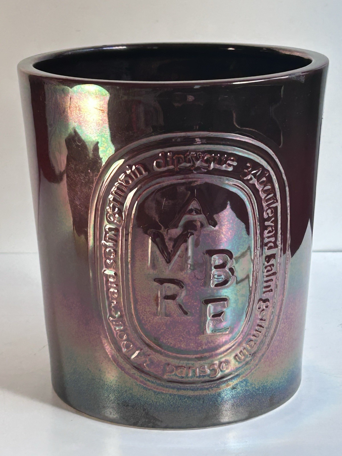 Diptyque 1500g Amber Ambre XL Large Candle Jar Iridescent Stoneware Ceramic READ