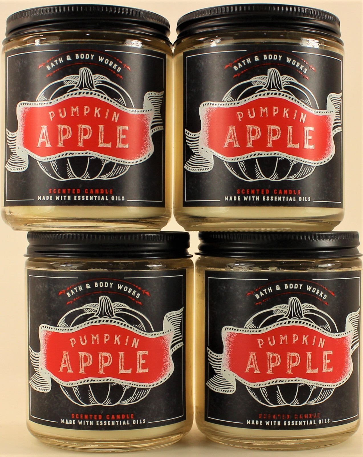 QTY 4 x Bath & Body Works PUMPKIN APPLE Single Wick 7oz Scented Candle