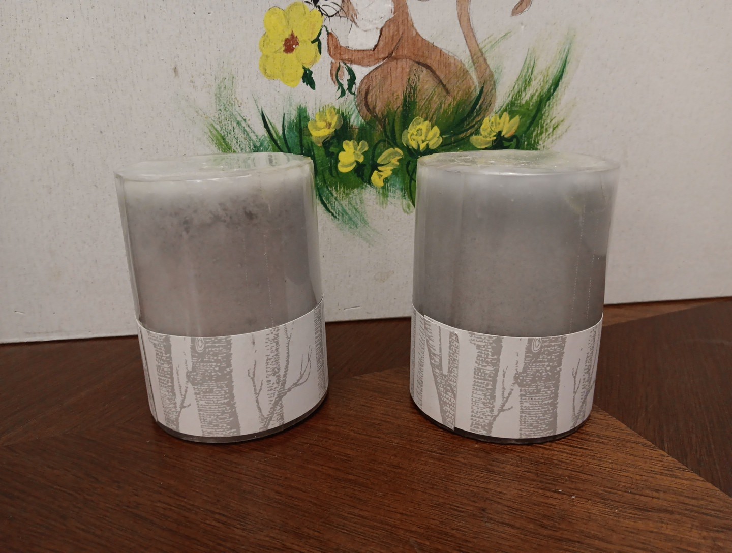 Pier 1 Imports Rustic Woodlands Vintage 3” X 4” Candle Set Of 2 ~NOS~ Sealed