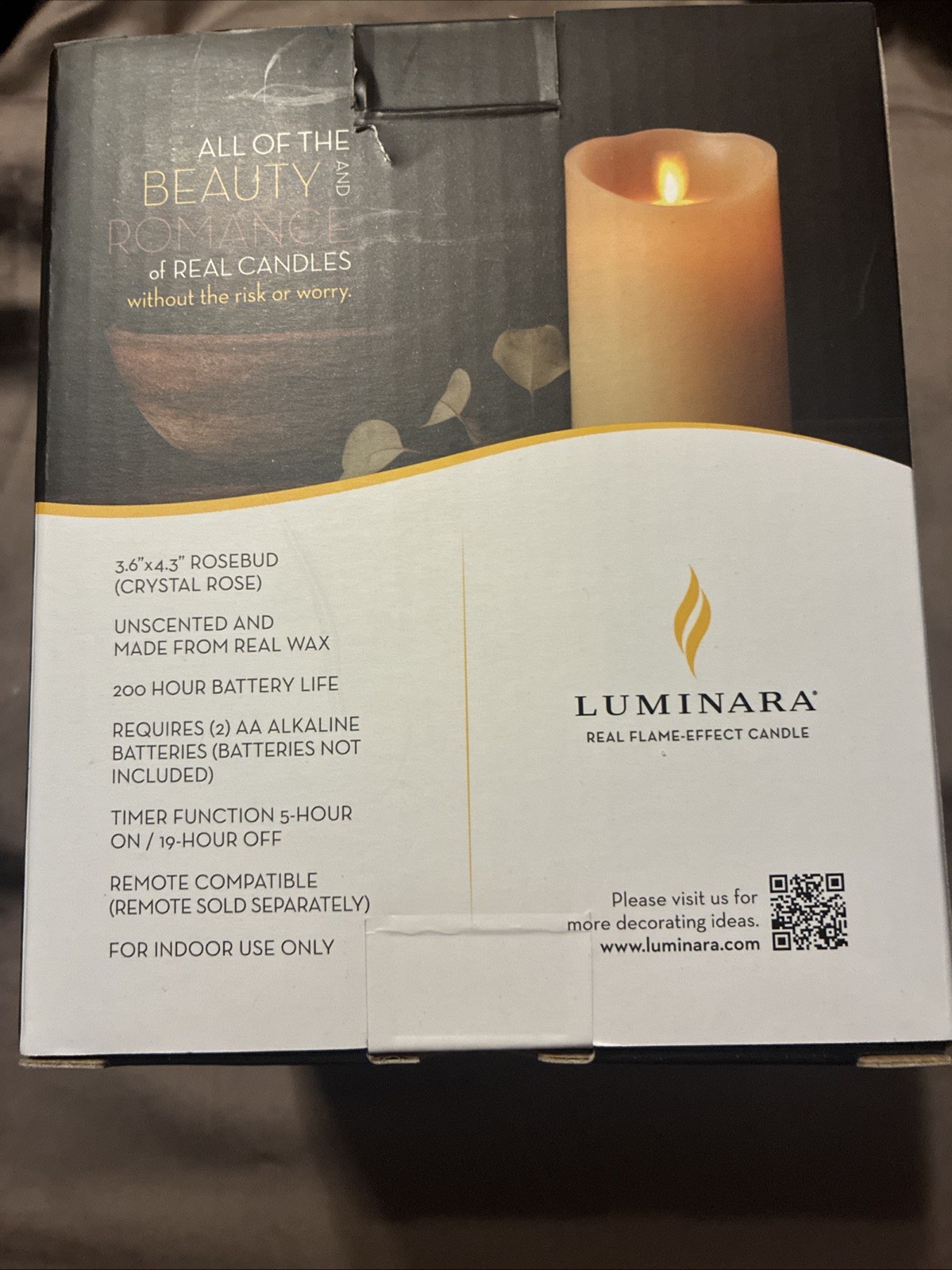 Luminara Real Flame Effect Rose Bud Candle Crystal Rose
