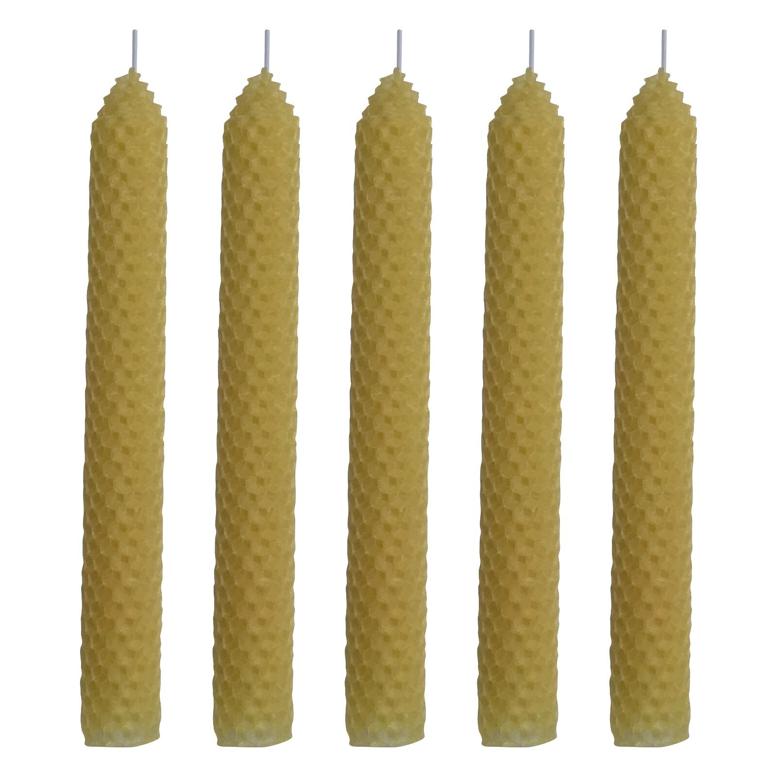 5 Set 1″ x 8″ Pure Natural Handmade Beeswax Honeycomb Hand Rolled Taper Candles