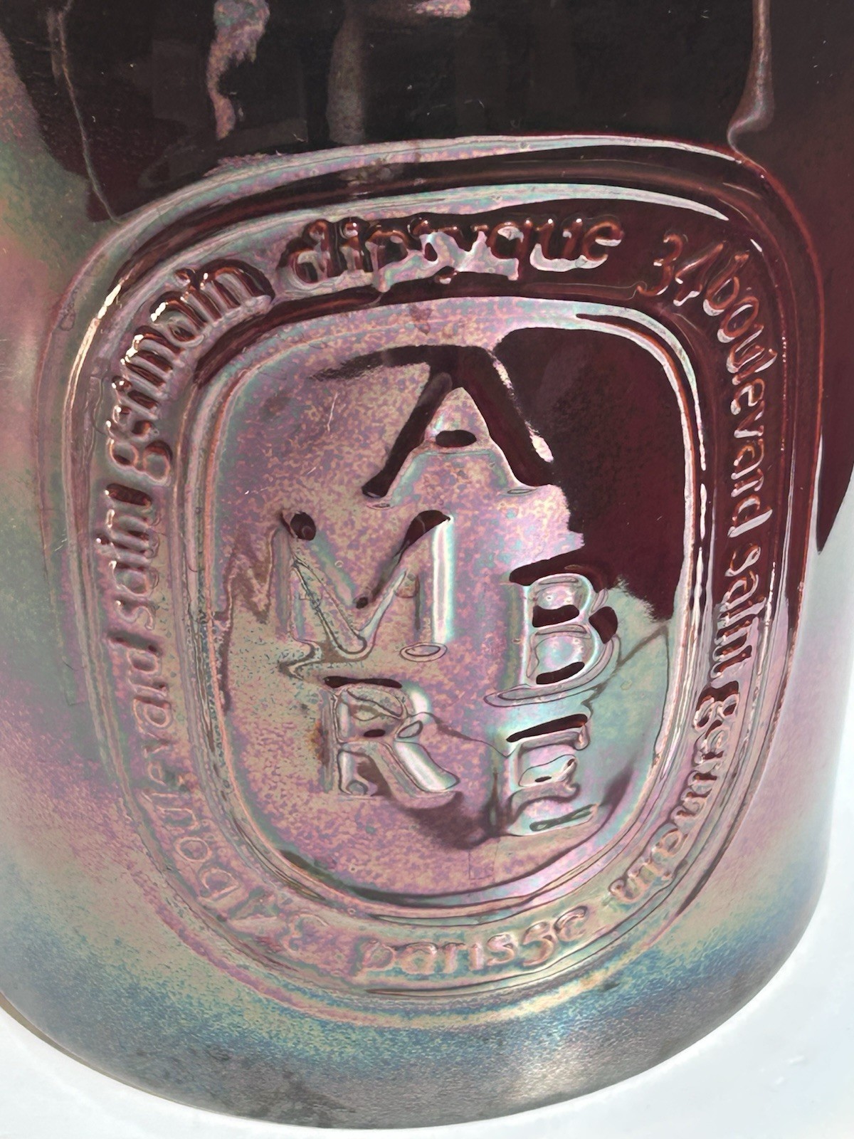 Diptyque 1500g Amber Ambre XL Large Candle Jar Iridescent Stoneware Ceramic READ