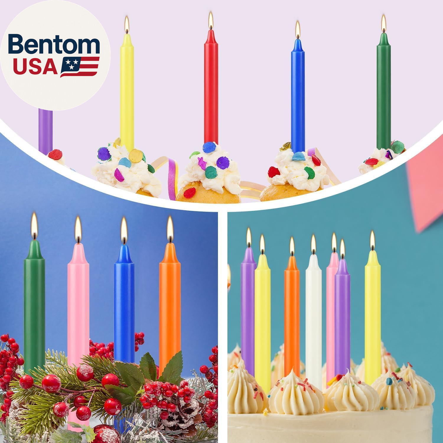 40 Pack Spell Chime Candles-4 Inch Multi-Colored Taper Candles Sticks-For Home D