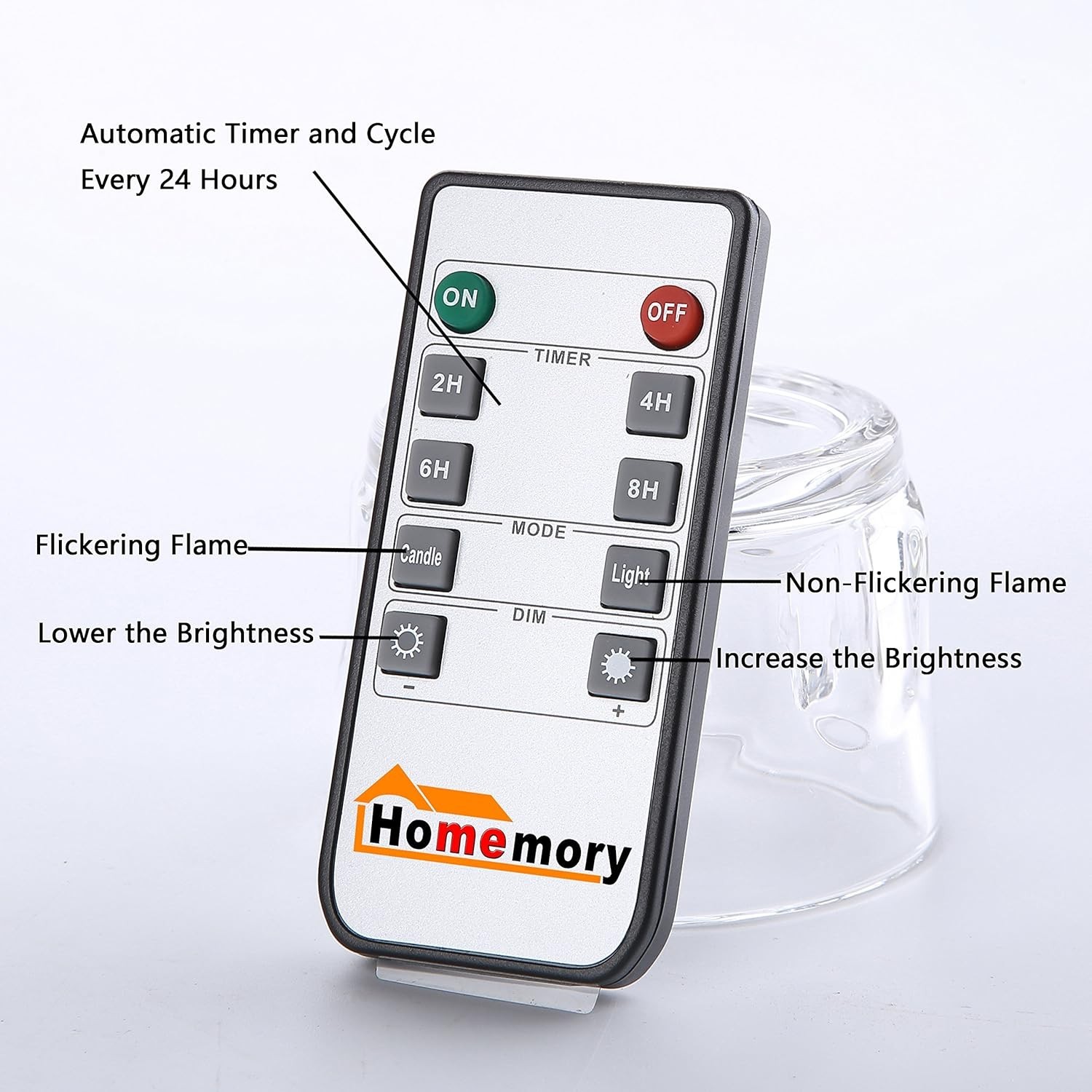 Amber Yellow Flickering Flameless Candles – Dimmable & Timer-Enabled Set of 2