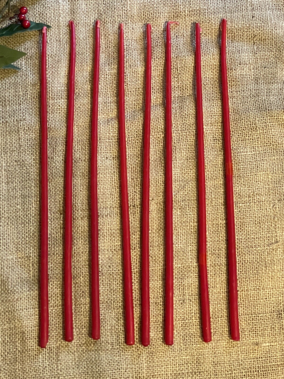 Vtg Emkay Muench Kreuzer Slender Taper 15.5” Candles RED Box of 8 ~2 Taped