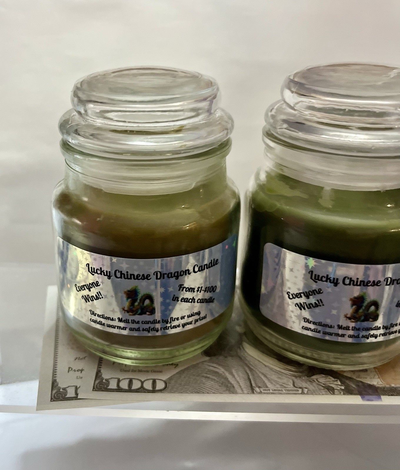 3oz. Lucky Cash Money Candle•REAL $ INSIDE•Candles CONTAINS from $1-$100
