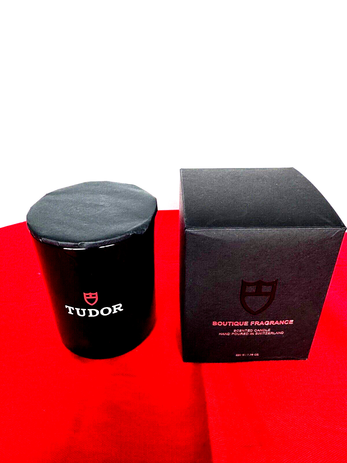 Tudor Candle Scented Black Glass Lid Authentic Unused Height 4 inches Gift Box