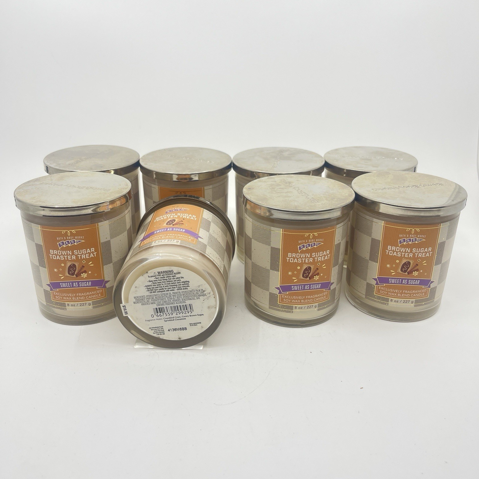 bath and body works (8 Pc) BROWN SUGAR TOASTER TREAT Single Wick Candle New!