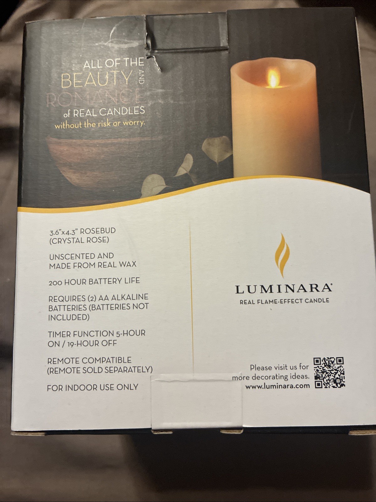 Luminara Real Flame Effect Rose Bud Candle Crystal Rose