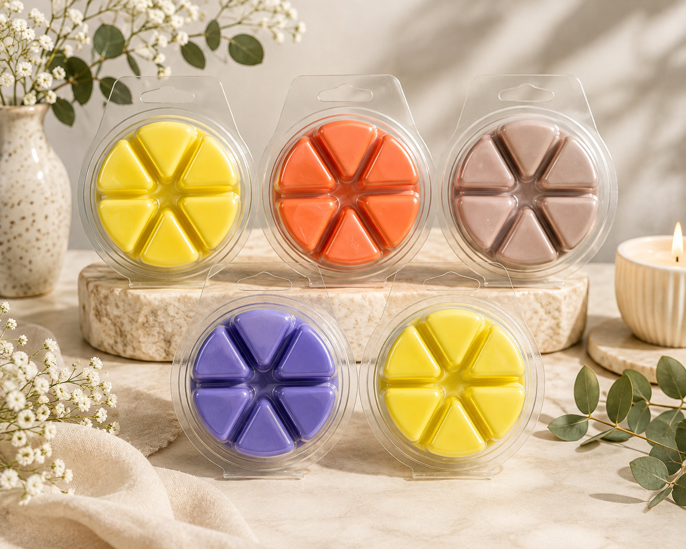 5 Pack Wax Melts Strong Scented Clamshell Bundle Home Fragrance Gift Set