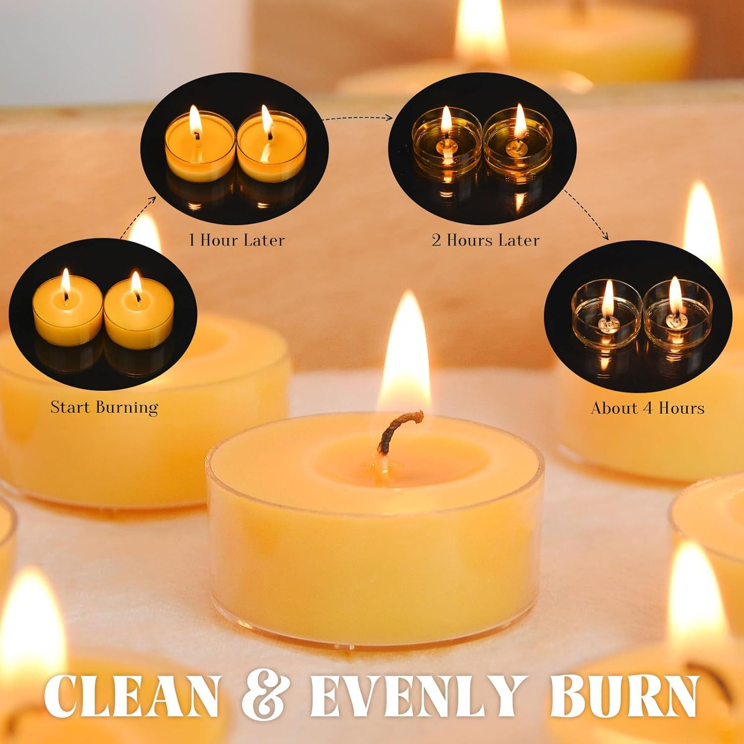 Natural Yellow Beeswax Tealight Candles – 12pcs – Organic Candle Natural Scent S