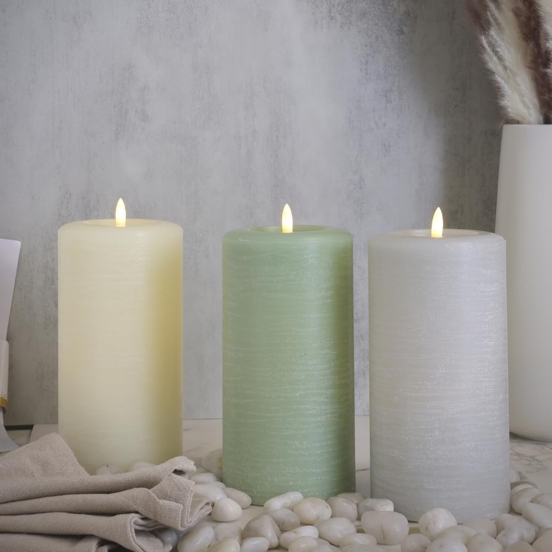 Natural Glow Candles, Battery Operated Flameless LED Pillar Candle, Cocoa Brown,