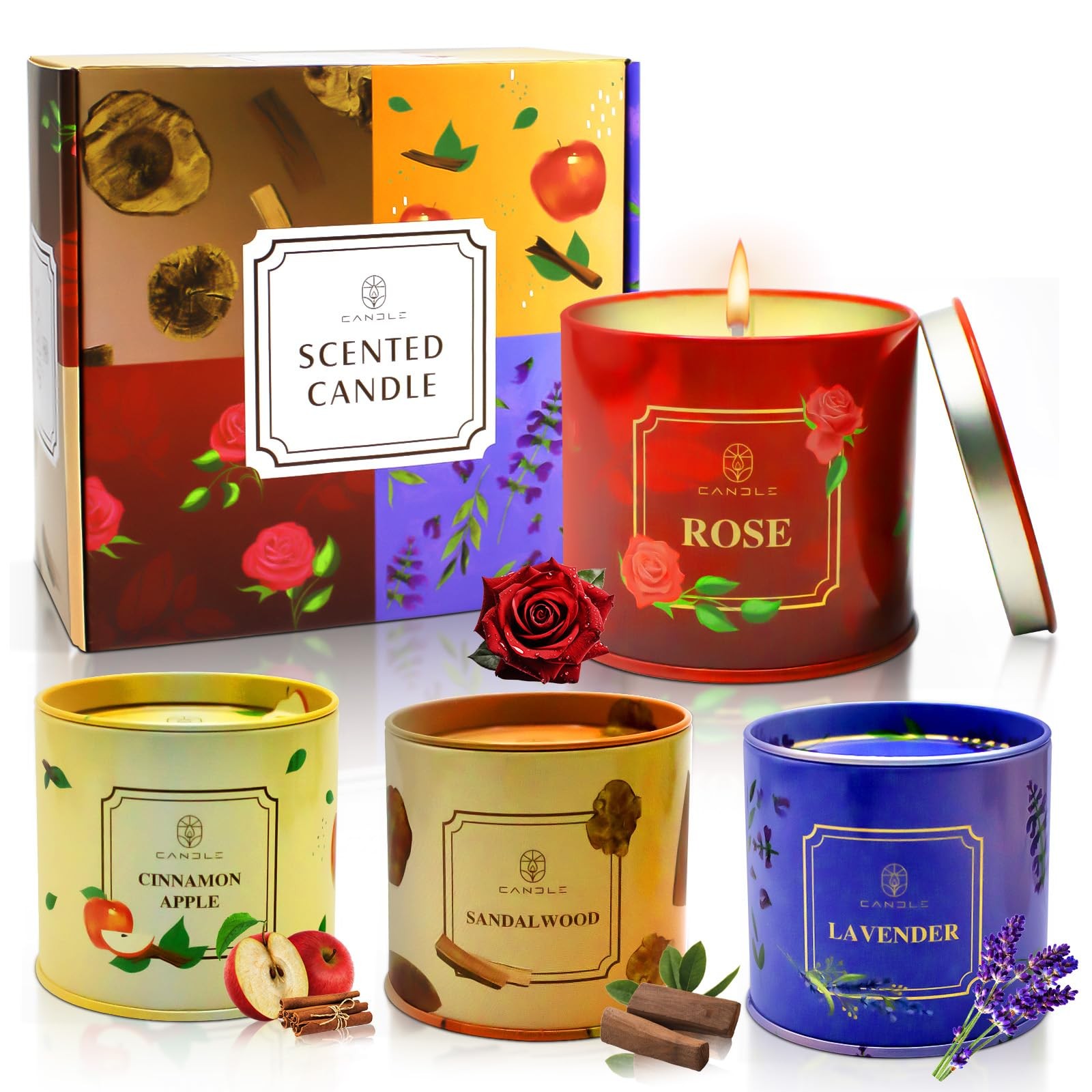 Mothers Day Gifts, Scented Candles, 4 Pack Long Lasting Soy Wax Candles Gift …