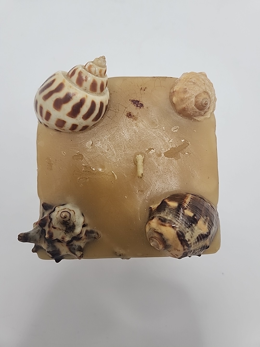 Vintage Hangmade Scented Gruvs Candles Made In USA Sea Shells 3 1/2″ Square