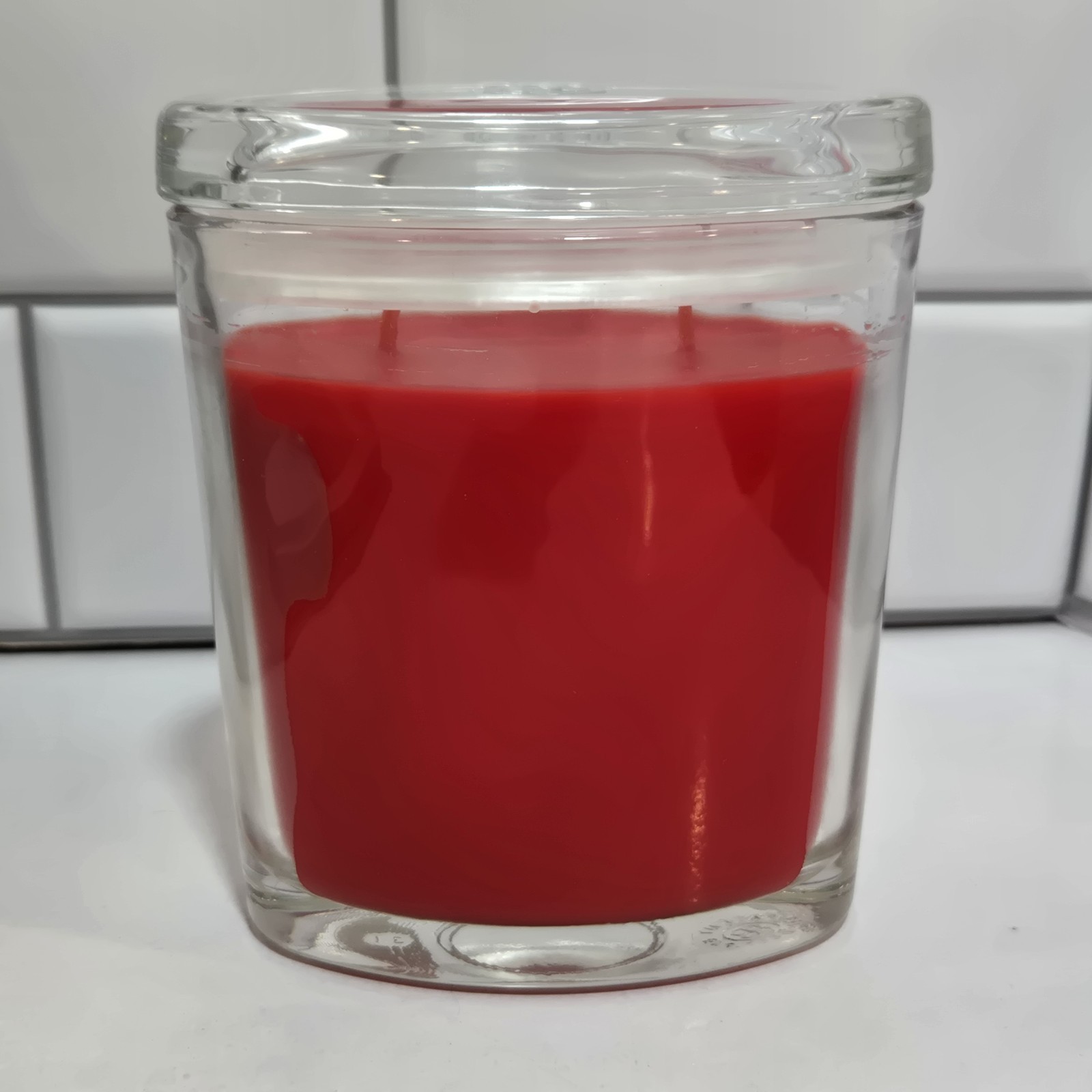 Colonial Candle 2 Wick “Red Rouge” 8oz Glass Oval Jar Holly Berry Scent Holiday