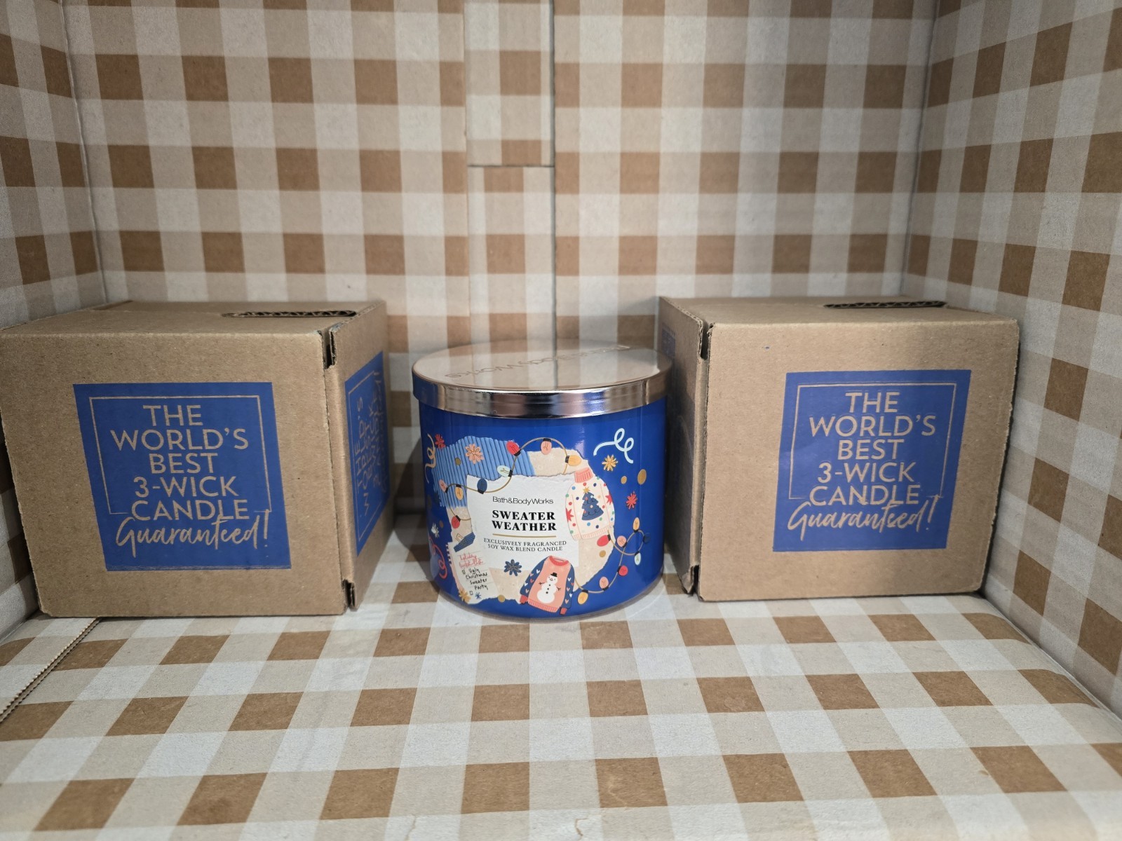 (3 PACK) Bath & Body Works SWEATER WEATHER 🧥 Scented 3 Wick CANDLE 25-45 Hrs
