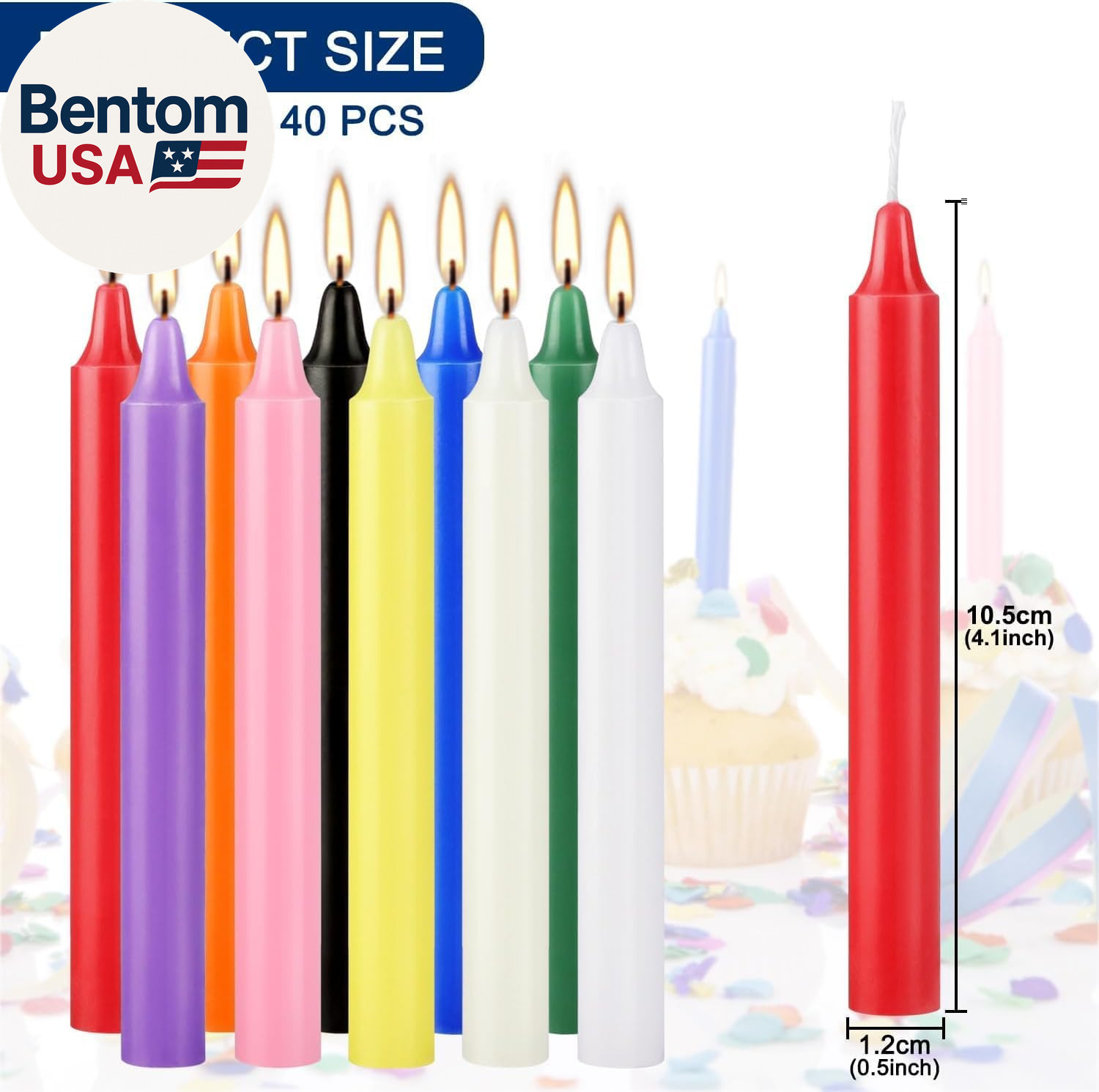 40 Pack Spell Chime Candles-4 Inch Multi-Colored Taper Candles Sticks-For Home D