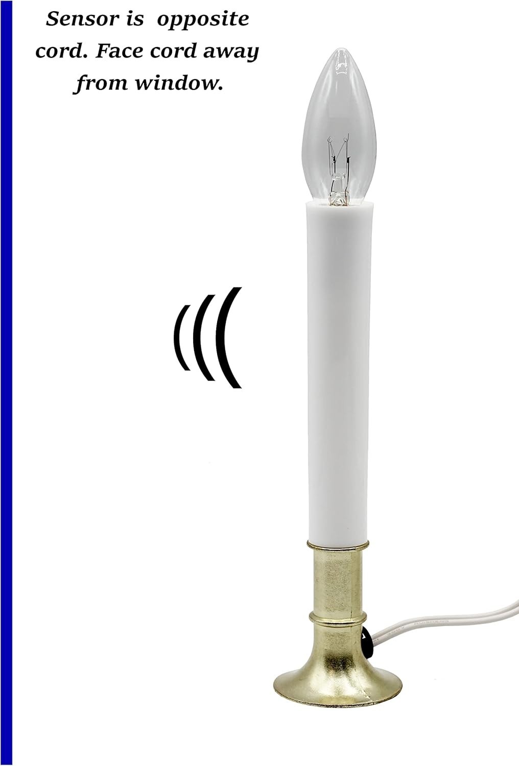 Creative Hobbies Electric Window Candle Lamp with Brass Plated Base, Dusk to