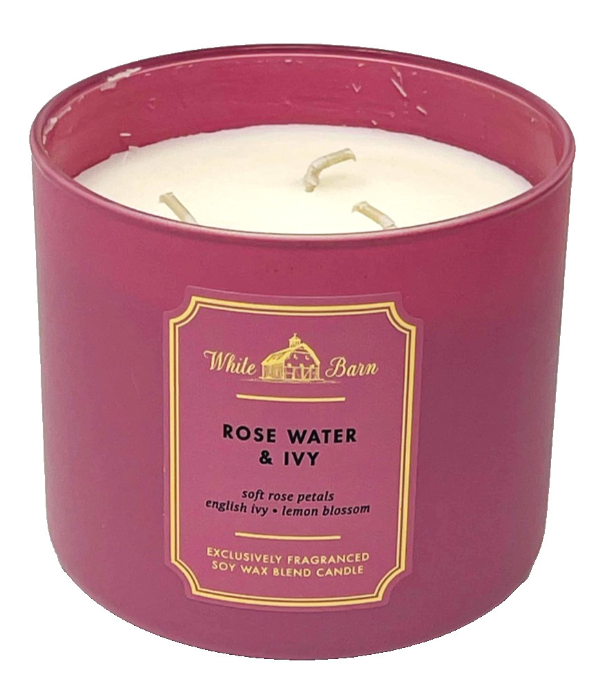 2 BATH & BODY WORKS ROSE WATER & IVY 3-WICK FRAGRANCED SOY WAX BLEND CANDLE NEW
