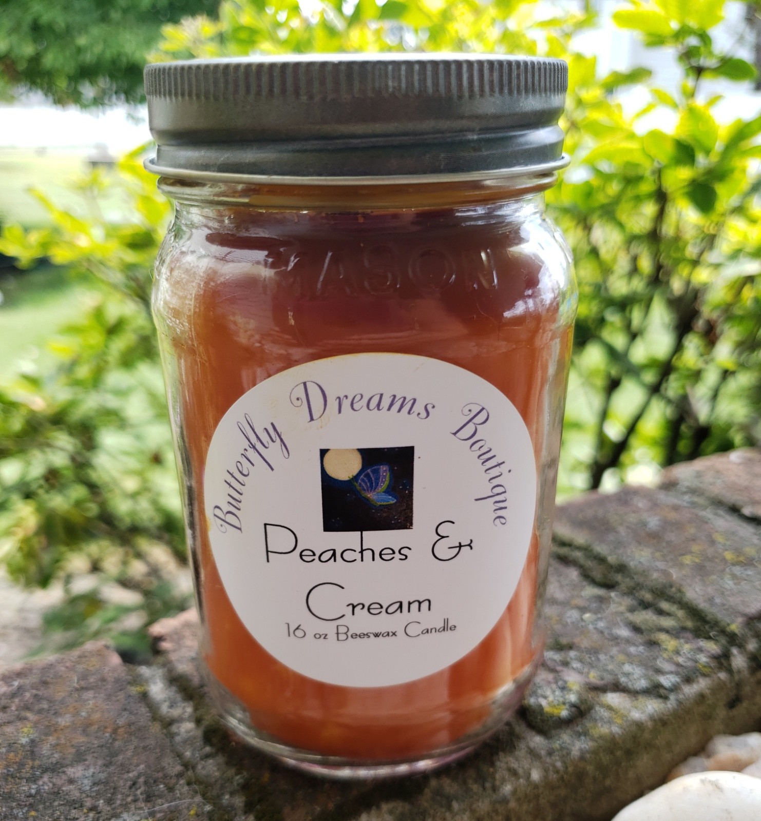 Homemade Comforting Fall Fruit Scented 16 oz Mason jar organic beeswax Candle