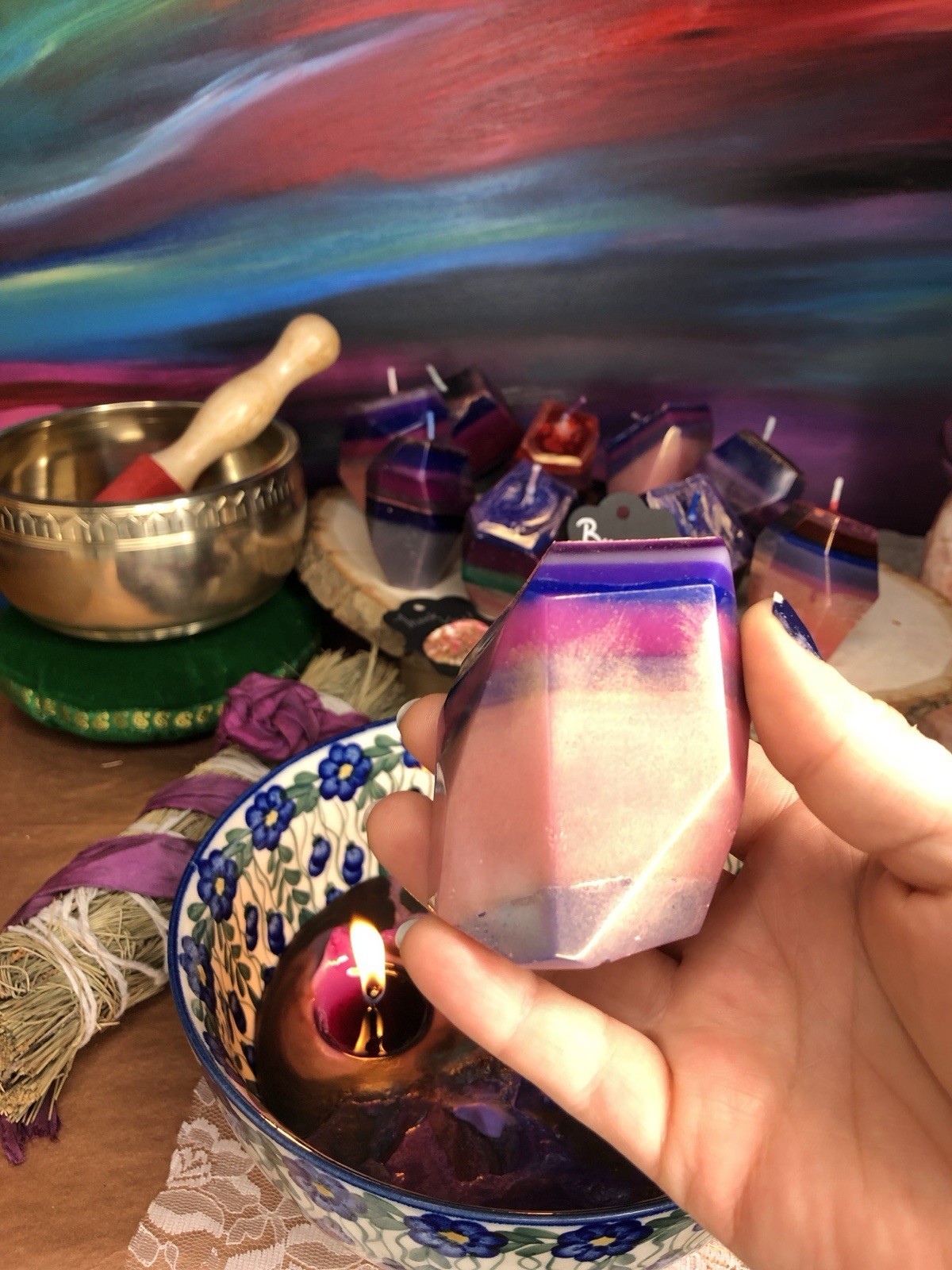 Burning Gem Candles: 3 Pack Of Crystal Candles For Home Decor, Limited Edition