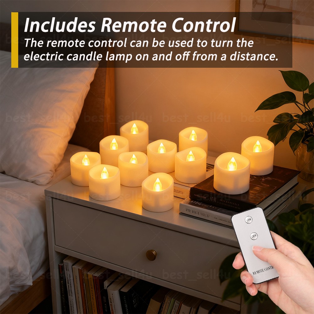 24pcs Flickering LED Tea Lights Candle Lamp Battery Operated with Remote Control