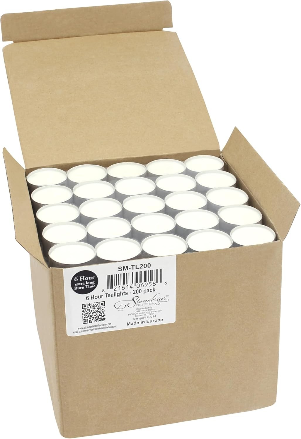 200 Pack Unscented 6-7 Hour Extended Burn Time Tea Light Candles, White