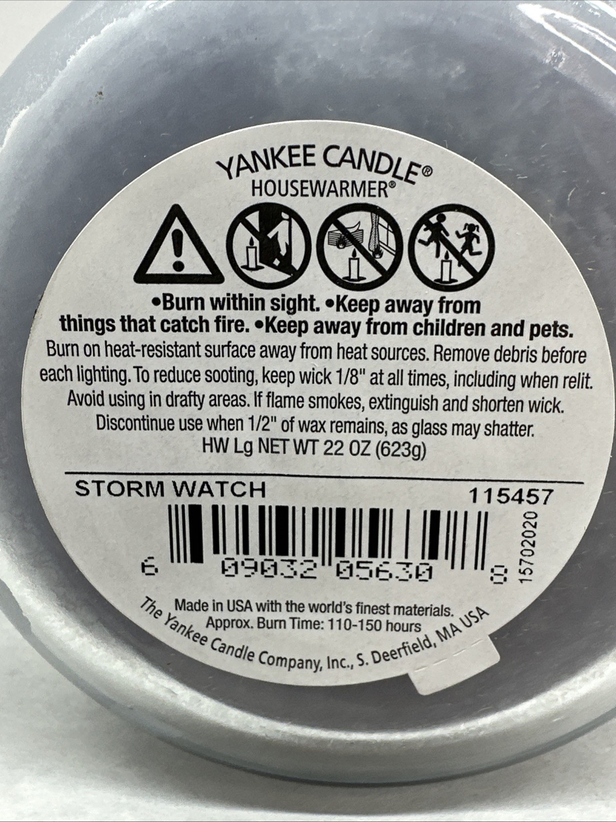 Yankee Candle Retired STORM WATCH Large Jar 22 oz New Discontinued