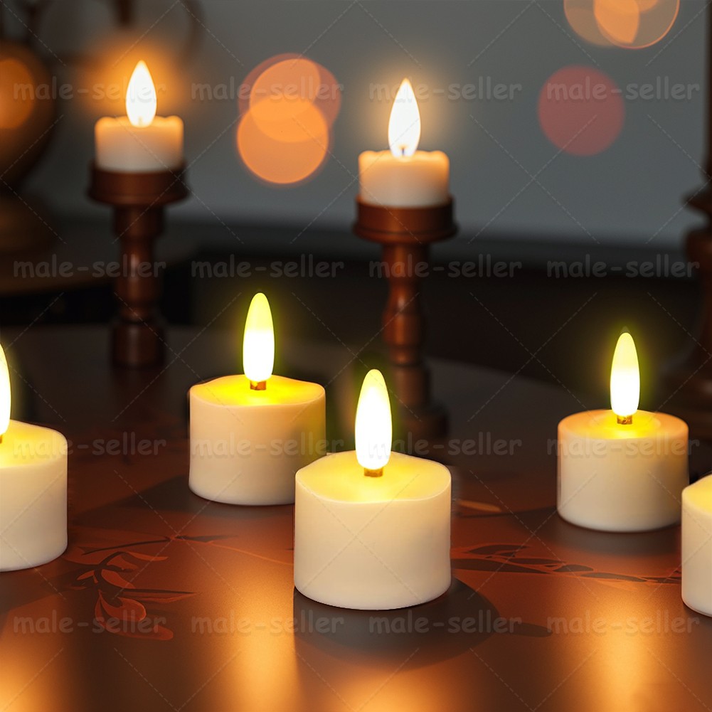 6/12x Rechargeable LED Tea Lights Flickering Flameless Candles with Timer Remote