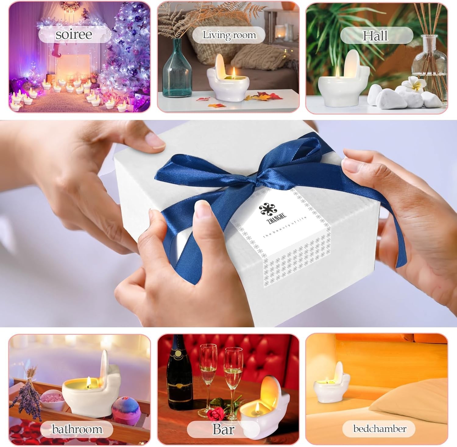 Aromatherapy Candle,Humorous Toilet Designs,Burns for Over 60 Hours,Bathroom Can