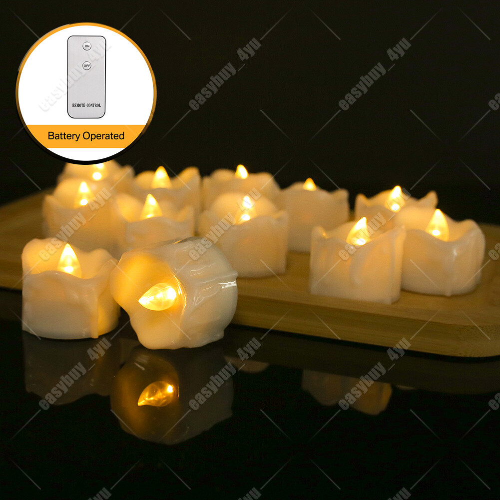 12Pcs Flameless LED Candle Tea Lights Flicker w/ Remote Control Battery Operated