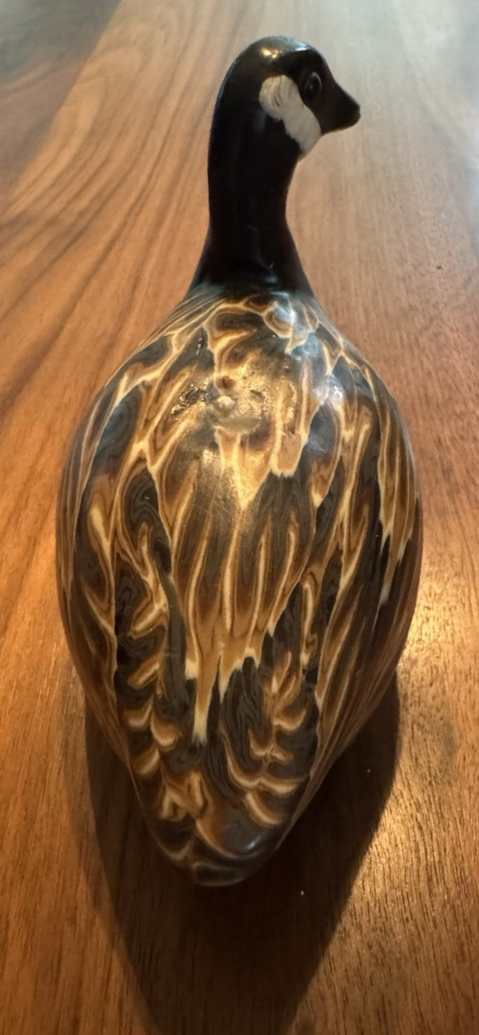 Vintage Canada Goose Figural Candle Marbled Wax Bird Lake House Cabin Decor